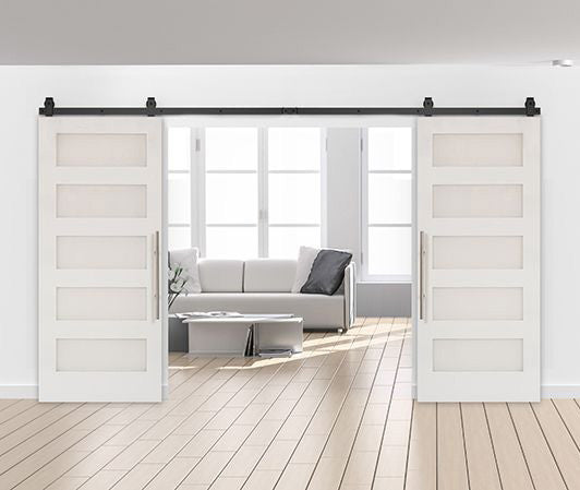 Wood 5 Panel Double Barn Door - DALMATIAN DOORS™ and Woodworking