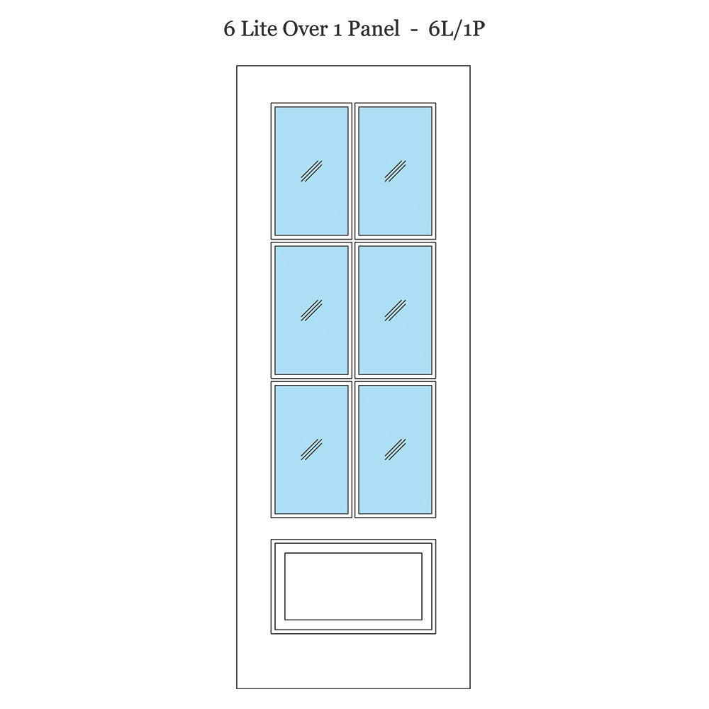 6 Lite Over One Solid Wood Panel Door - DALMATIAN DOORS™ and Woodworking