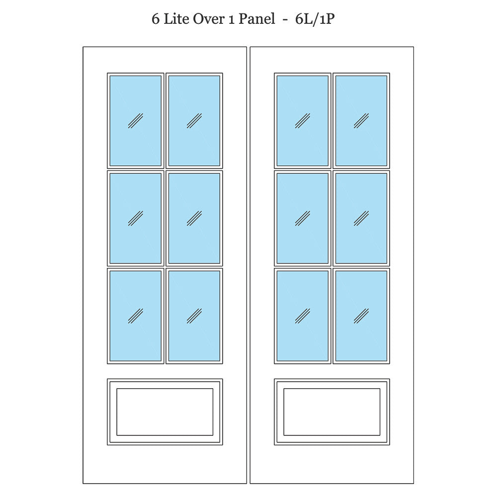 6 Lite Over 1 Wood Panel Double Barn Door - DALMATIAN DOORS™ and Woodworking