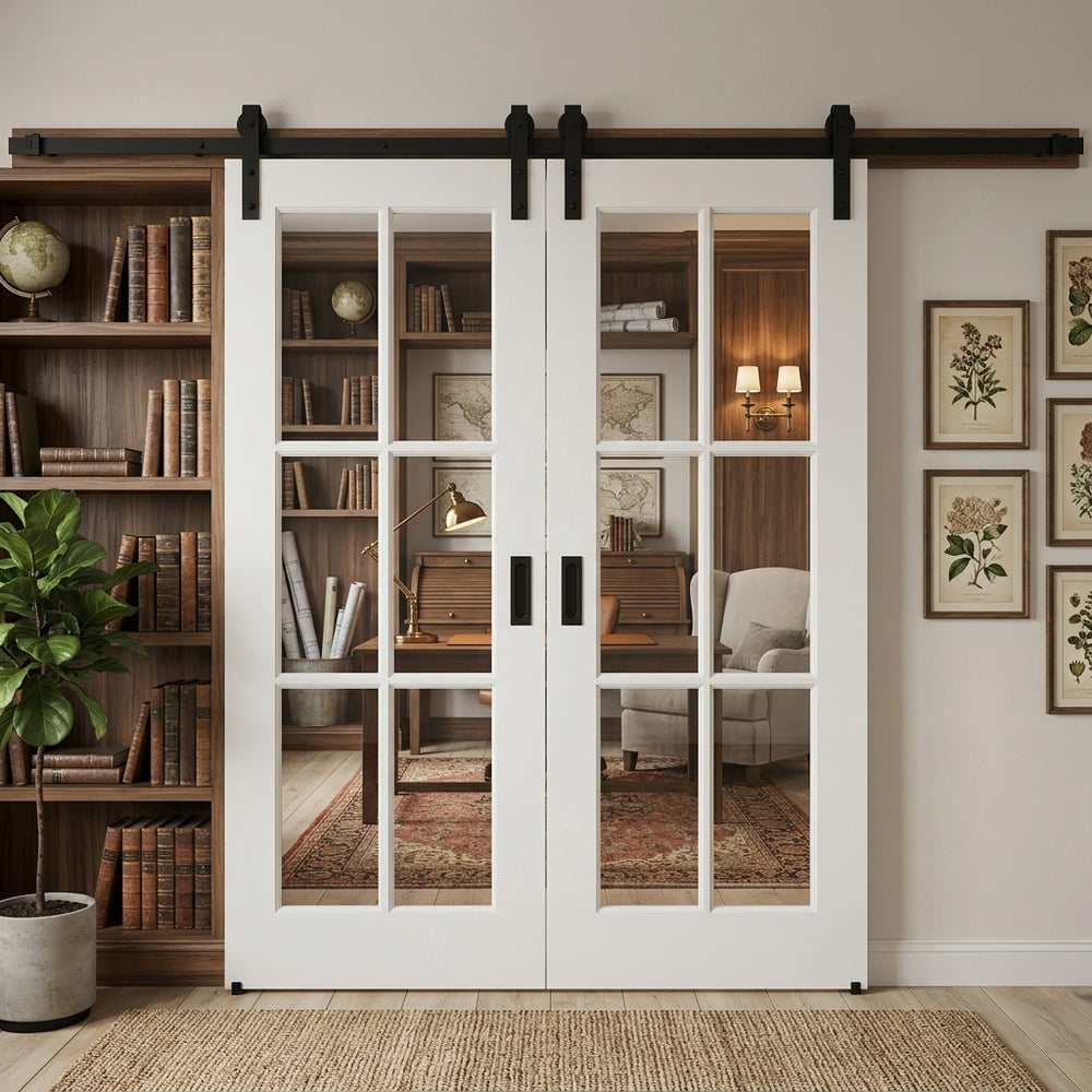 Glass 6 Panel Double Barn Door - DALMATIAN DOORS™ and Woodworking