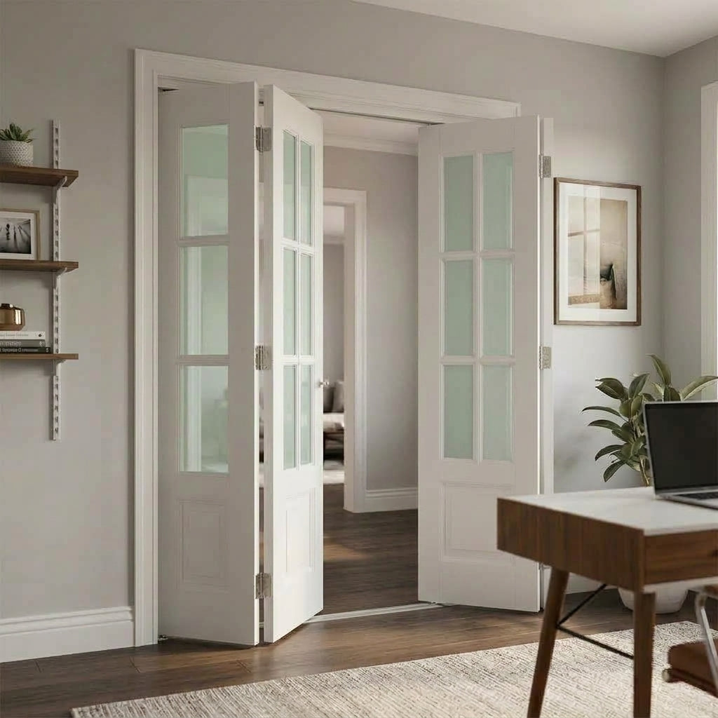 6 Lite Glass Over 1 Wood Panel Bifold Door - DALMATIAN DOORS™ and Woodworking