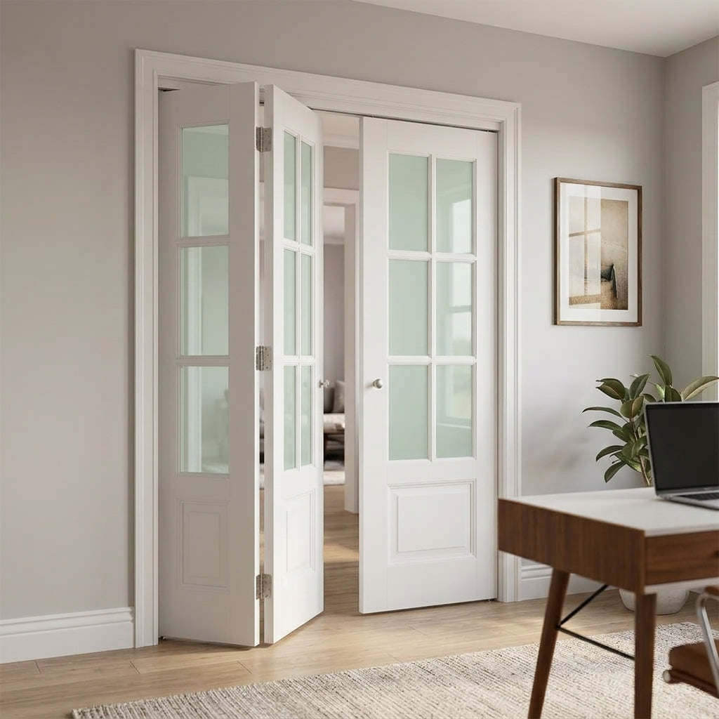 6 Lite Glass Over 1 Wood Panel Bifold Door - DALMATIAN DOORS™ and Woodworking