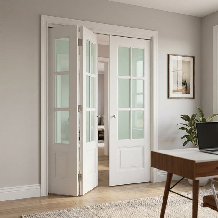 6 Lite Glass Over 1 Wood Panel Bifold Door - DALMATIAN DOORS™ and Woodworking