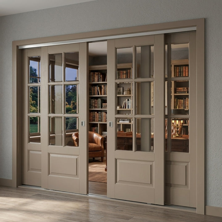6 Lite Glass Over 1 Wood Panel Bypass Door - DALMATIAN DOORS™ and Woodworking
