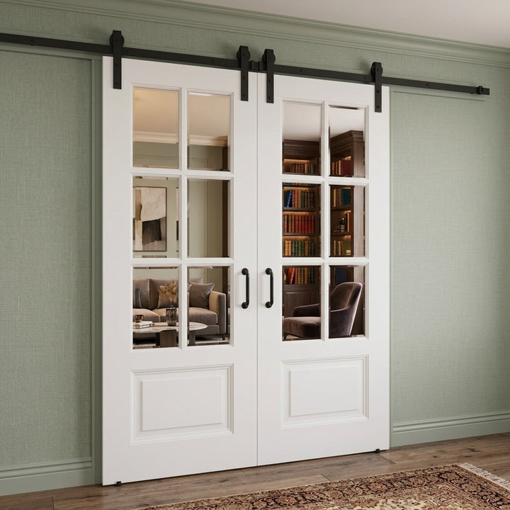 6 Lite Over 1 Wood Panel Double Barn Door - DALMATIAN DOORS™ and Woodworking