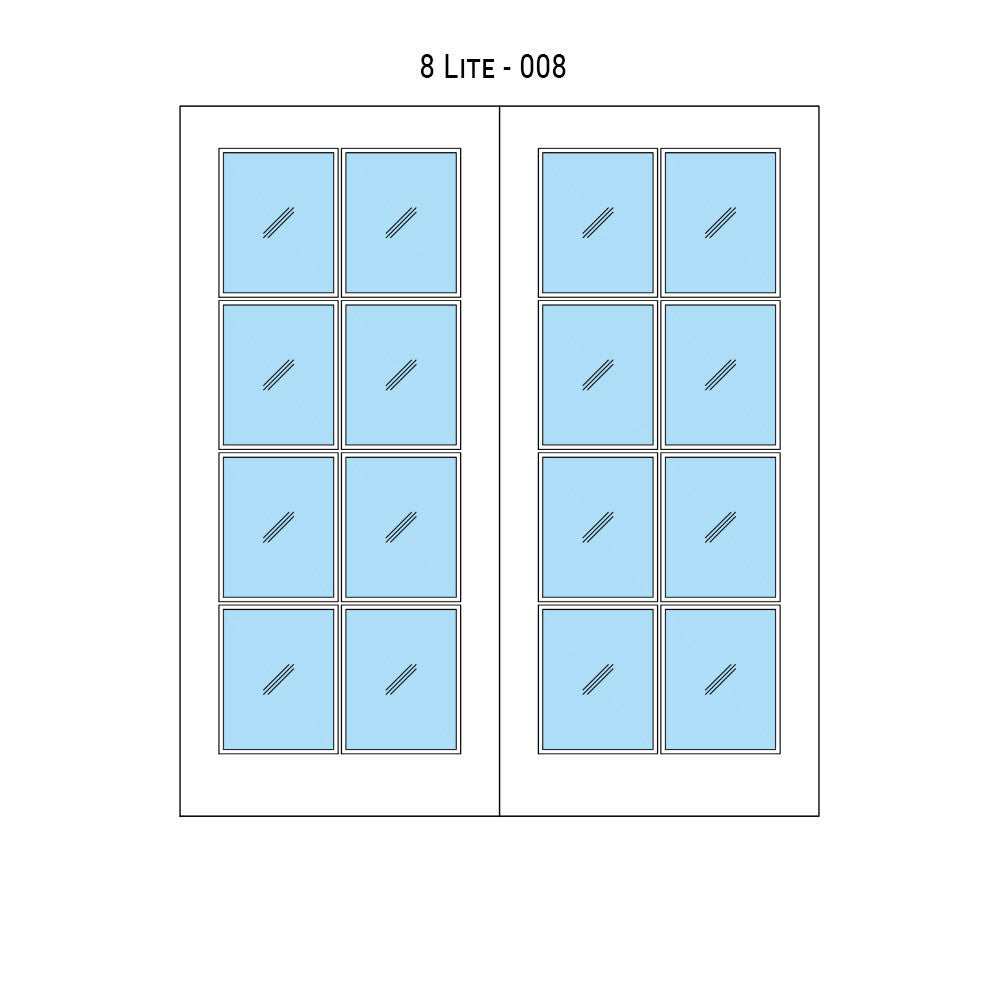 8 Lite Glass Bypass Door - DALMATIAN DOORS™ and Woodworking