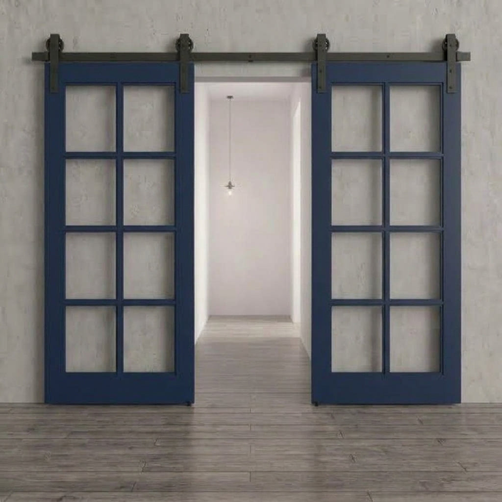 Glass 8 Panel Double Barn Door - DALMATIAN DOORS™ and Woodworking