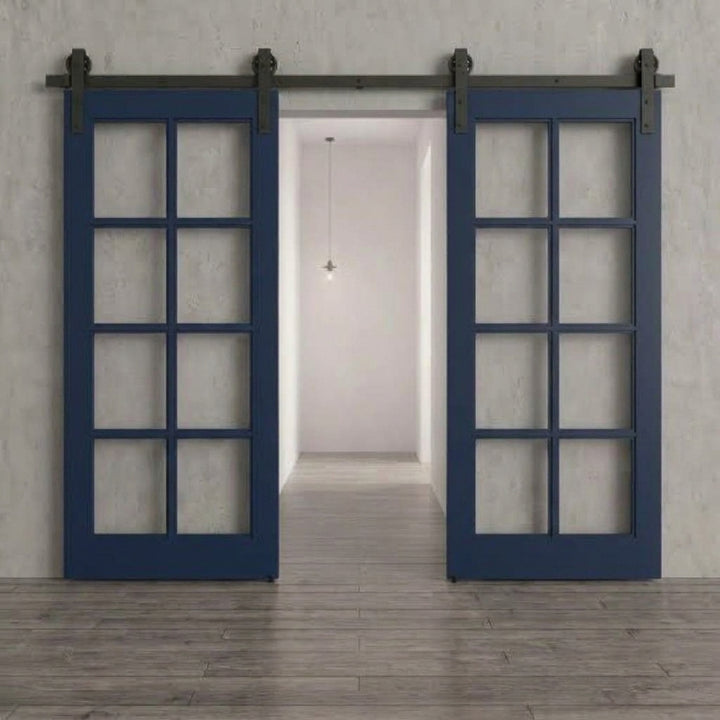Glass 8 Panel Double Barn Door - DALMATIAN DOORS™ and Woodworking