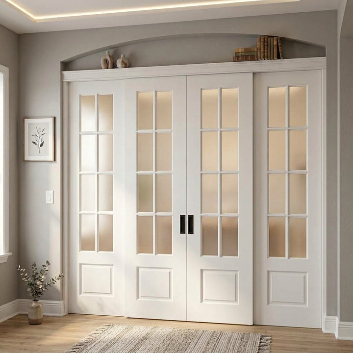 8 Lite Glass Over 1 Wood Panel Bypass Door - DALMATIAN DOORS™ and Woodworking