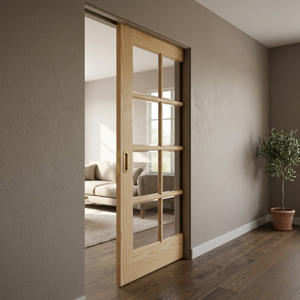8 Lite Glass Pocket Door - DALMATIAN DOORS™ and Woodworking