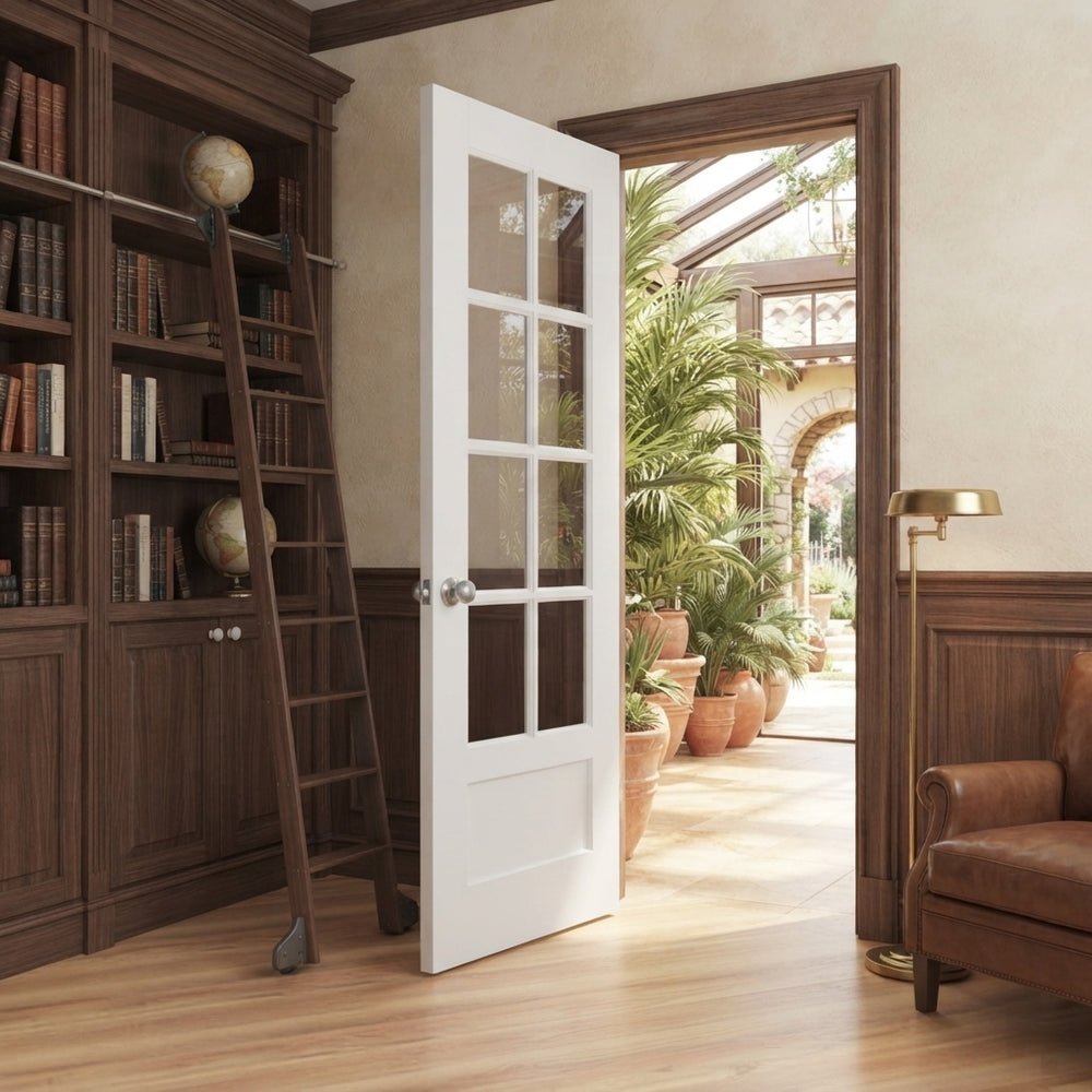 8 Lite Over One Solid Wood Panel Door - DALMATIAN DOORS™ and Woodworking