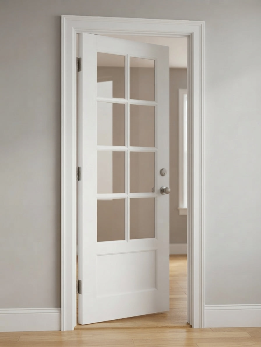 8 Lite Over One Solid Wood Panel Door - DALMATIAN DOORS™ and Woodworking