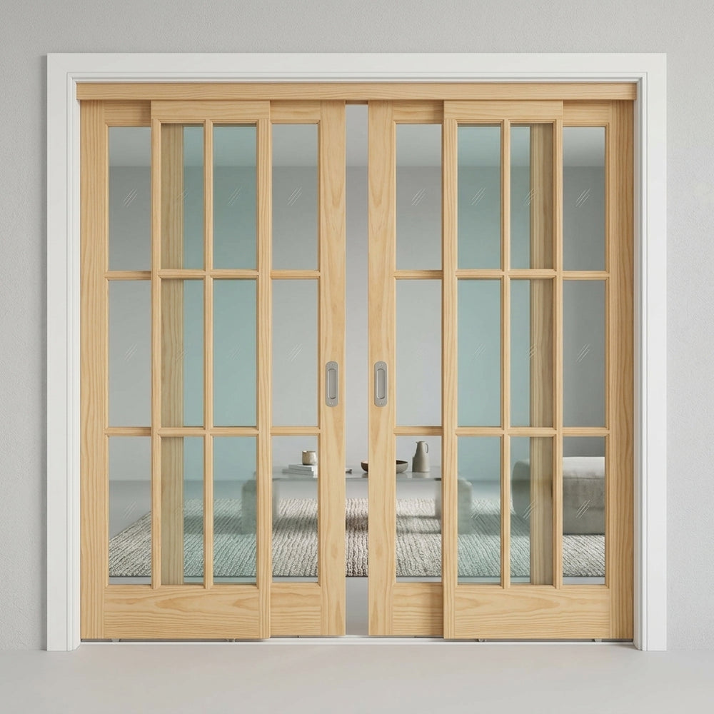 9 Lite Glass Bypass Door - DALMATIAN DOORS™ and Woodworking