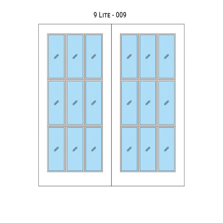 Glass 9 Panel Double Barn Door - DALMATIAN DOORS™ and Woodworking