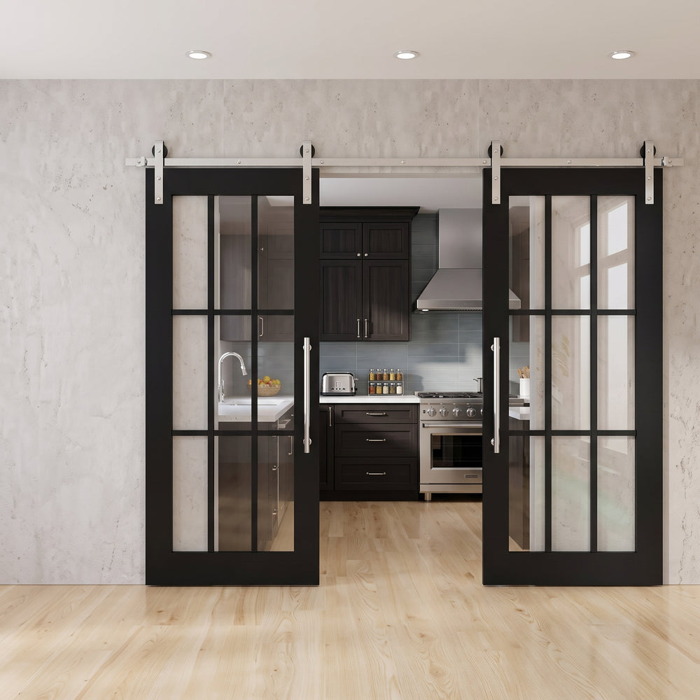 Glass 9 Panel Double Barn Door - DALMATIAN DOORS™ and Woodworking