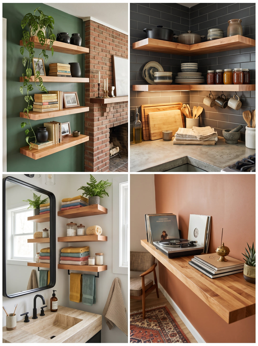 Alder Butcher Block Floating Shelf