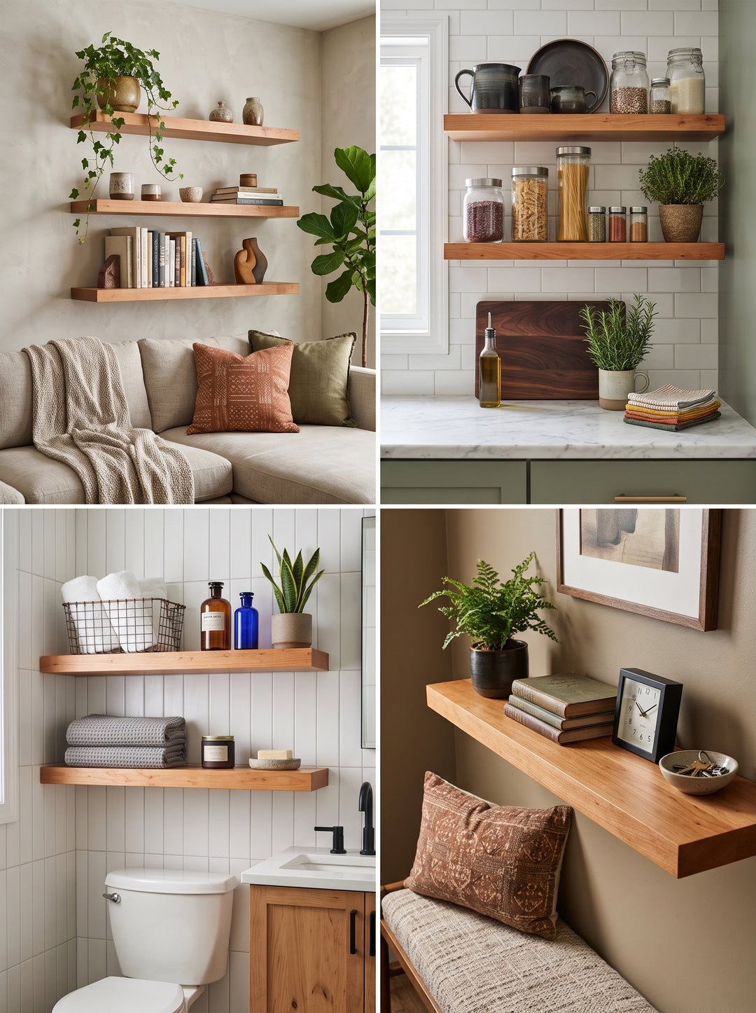 Alder Wide Plank Floating Shelf