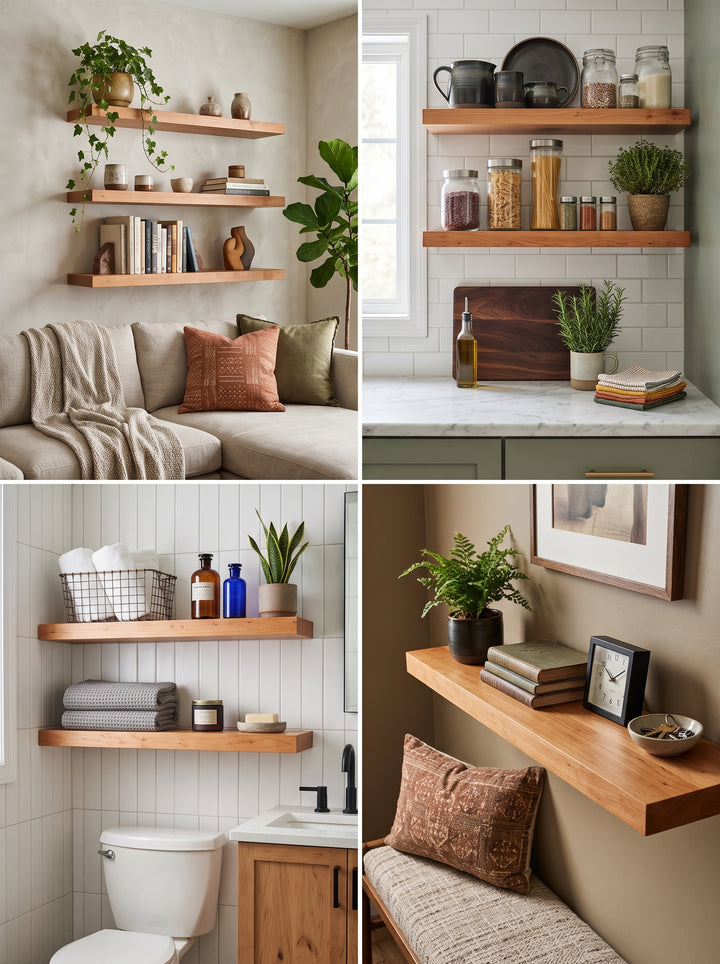 Alder Wide Plank Floating Shelf
