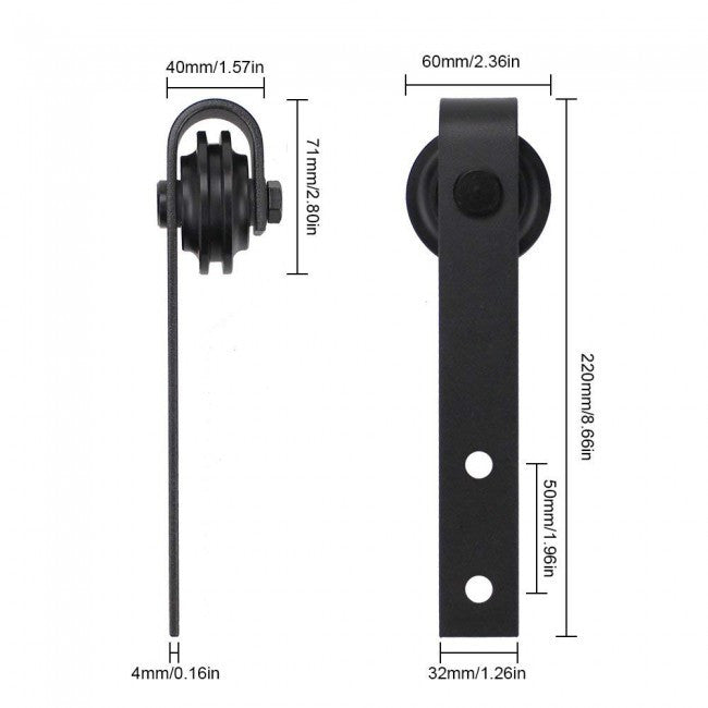 Black J Shape Barn Door Hardware - DALMATIAN DOORS™ and Woodworking