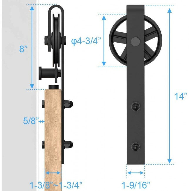 Black Spoke Barn Door Hardware - DALMATIAN DOORS™ and Woodworking