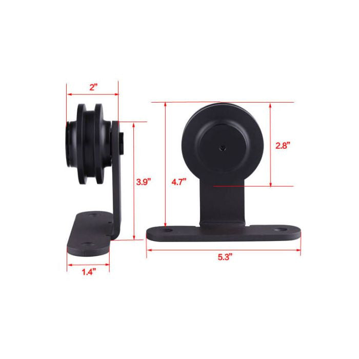Black Top Mount T Shape Barn Door Hardware - DALMATIAN DOORS™ and Woodworking