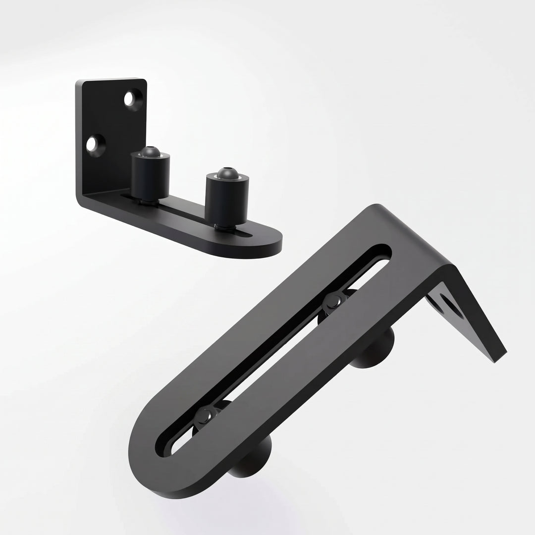 Black Adjustable Roller Floor Guide - DALMATIAN DOORS™ and Woodworking
