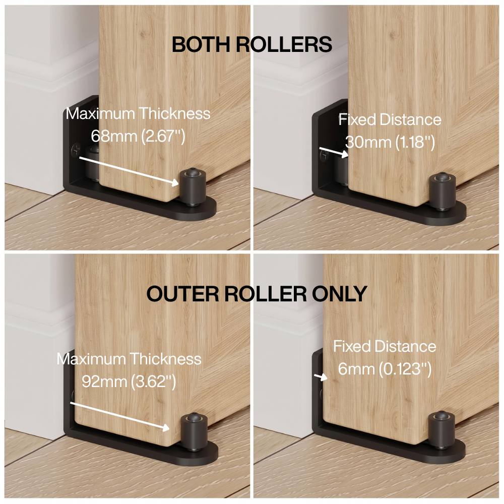 Black Adjustable Roller Floor Guide - DALMATIAN DOORS™ and Woodworking