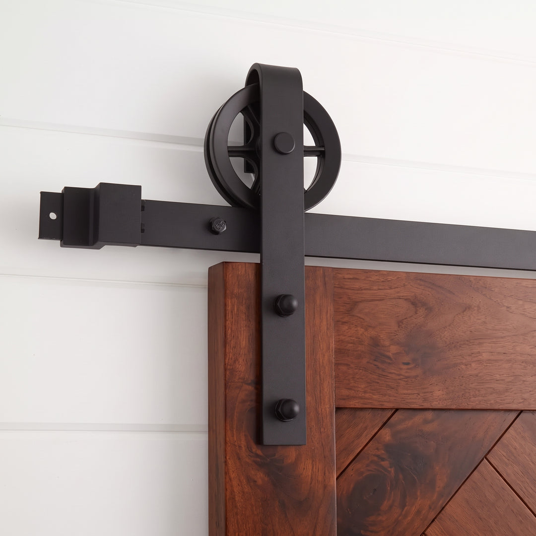 Black Spoke Barn Door Hardware