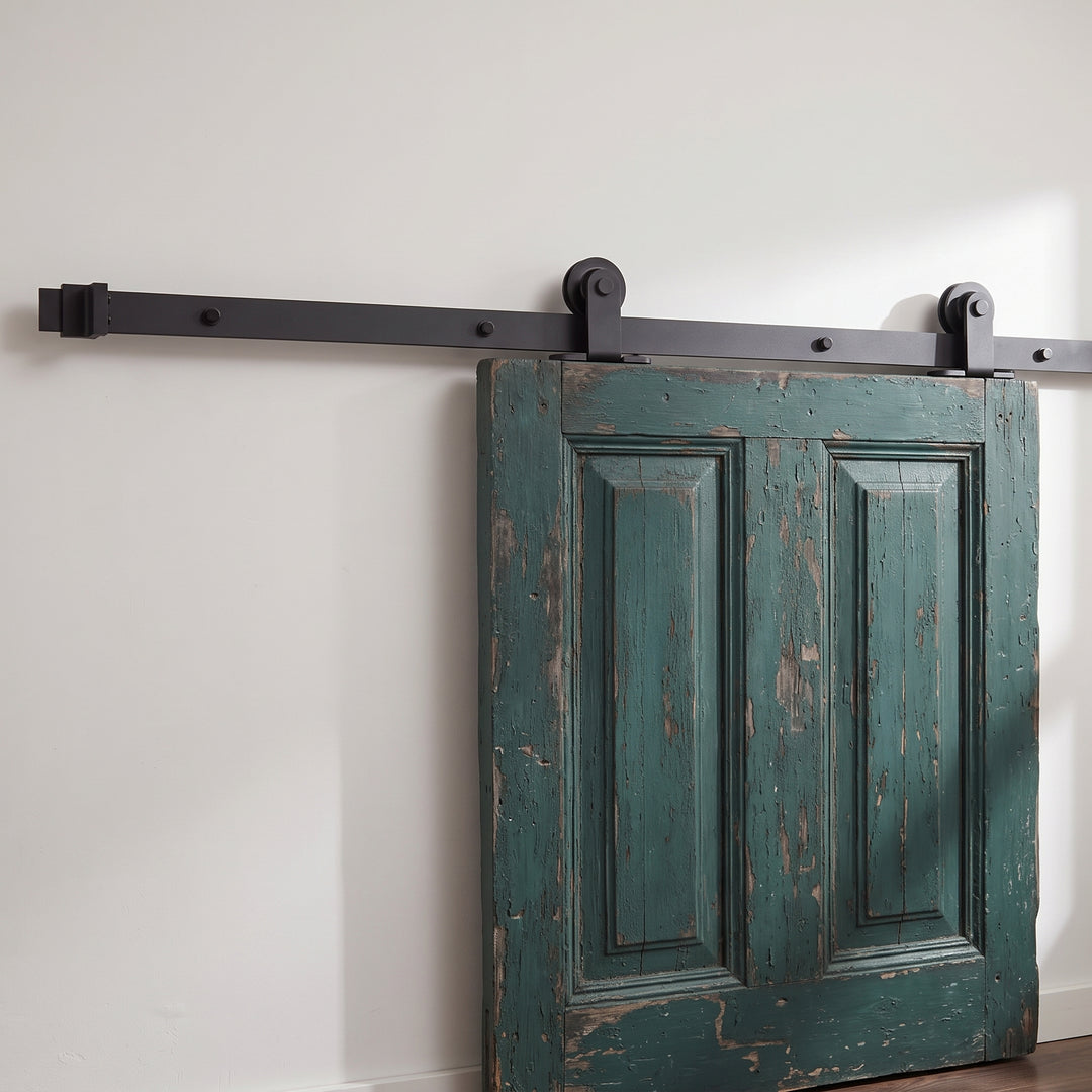 Black Top Mount T Shape Barn Door Hardware