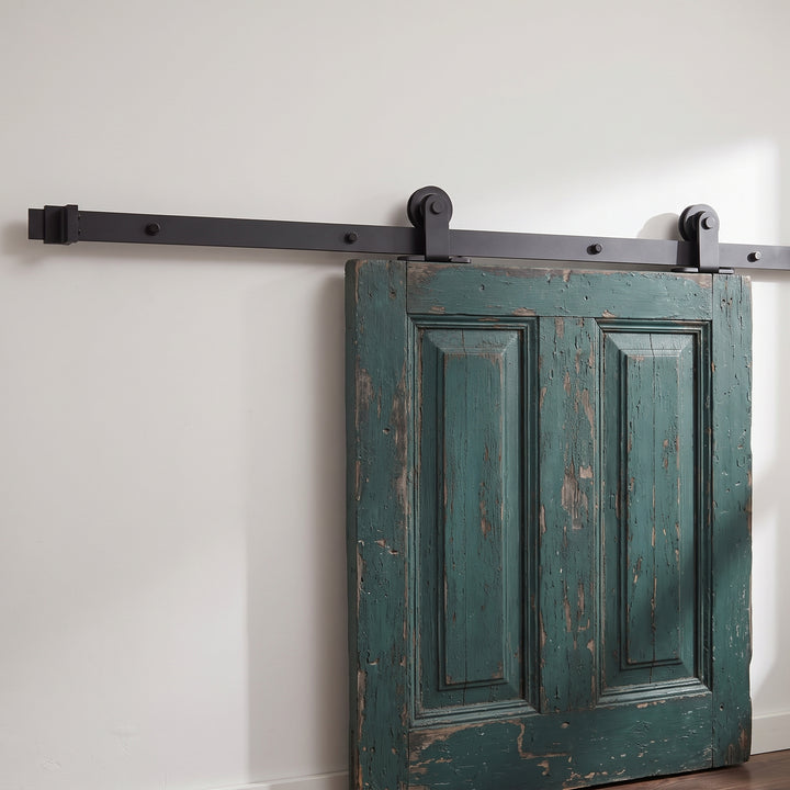 Black Top Mount T Shape Barn Door Hardware