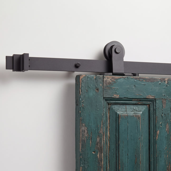 Black Top Mount T Shape Barn Door Hardware