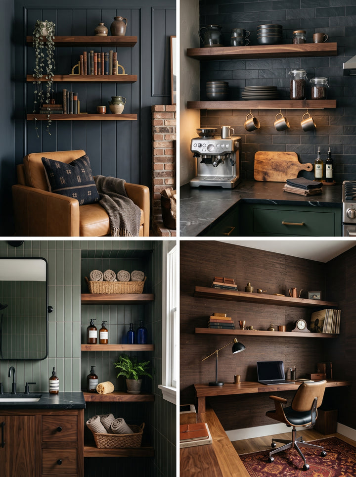 Black Walnut Butcher Block Floating Shelf