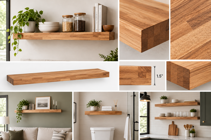 Black Walnut Butcher Block Floating Shelf