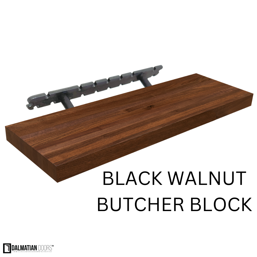 Black Walnut Butcher Block Floating Shelf - DALMATIAN DOORS™ and Woodworking