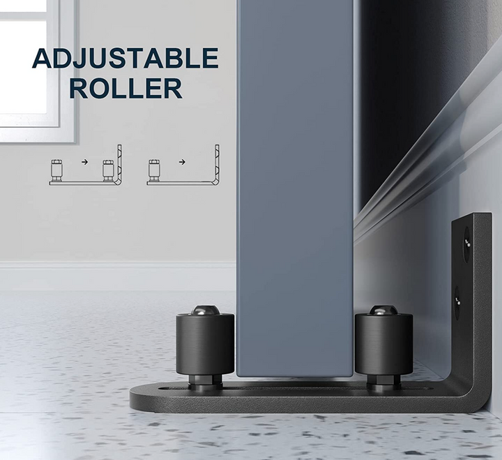 Black Adjustable Roller Floor Guide - DALMATIAN DOORS™ and Woodworking