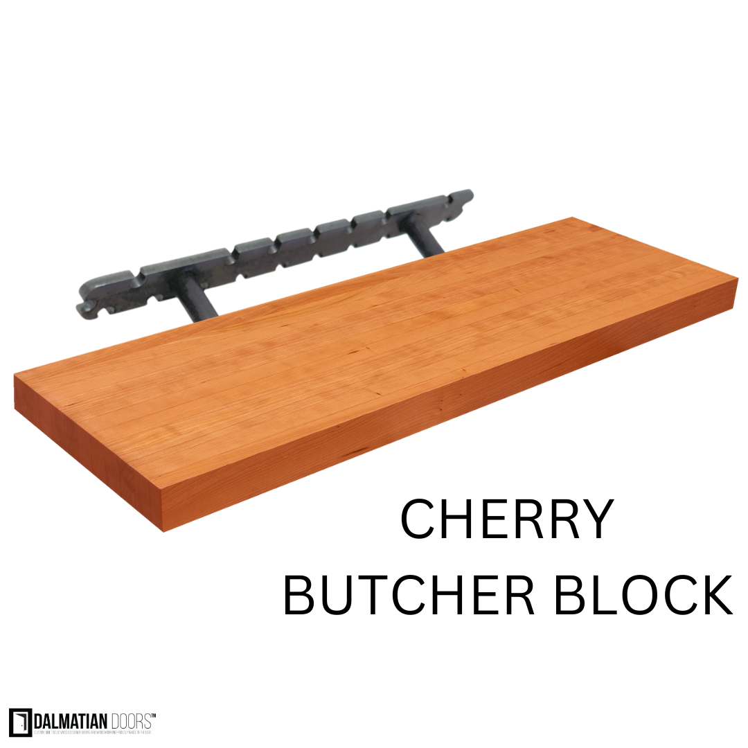 Cherry Butcher Block Floating Shelf - DALMATIAN DOORS™ and Woodworking