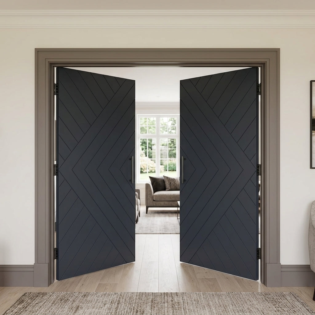 Chevron Arrow French Double Door - DALMATIAN DOORS™ and Woodworking