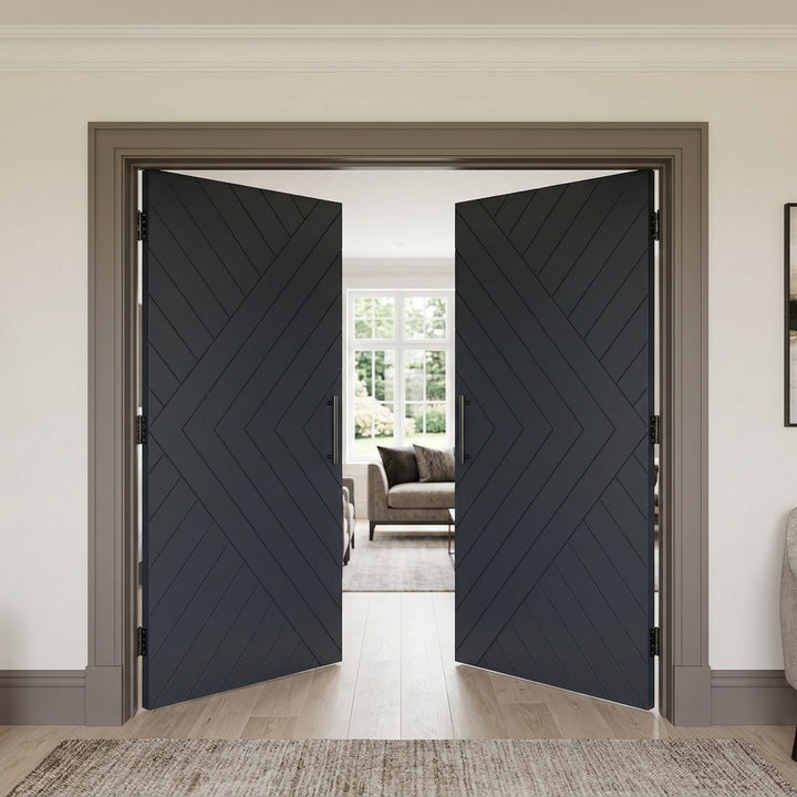 Chevron Arrow French Double Door - DALMATIAN DOORS™ and Woodworking