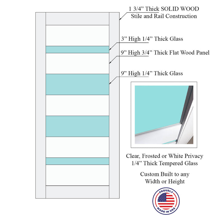 Glass 4 Lite Palermo Single Barn Door - DALMATIAN DOORS™ and Woodworking