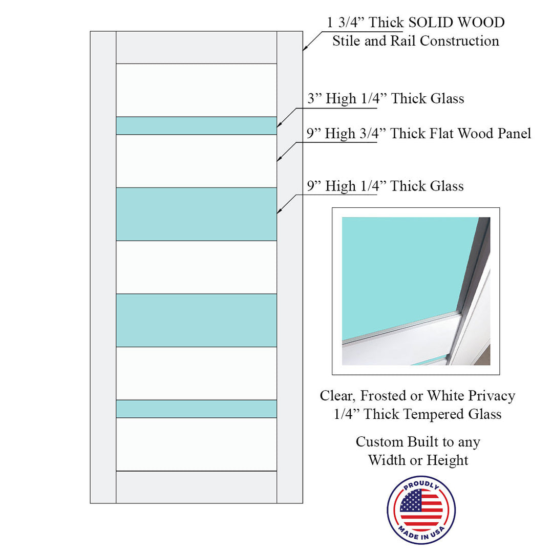 Glass 4 Lite Palermo Interior Prehung Door - DALMATIAN DOORS™ and Woodworking