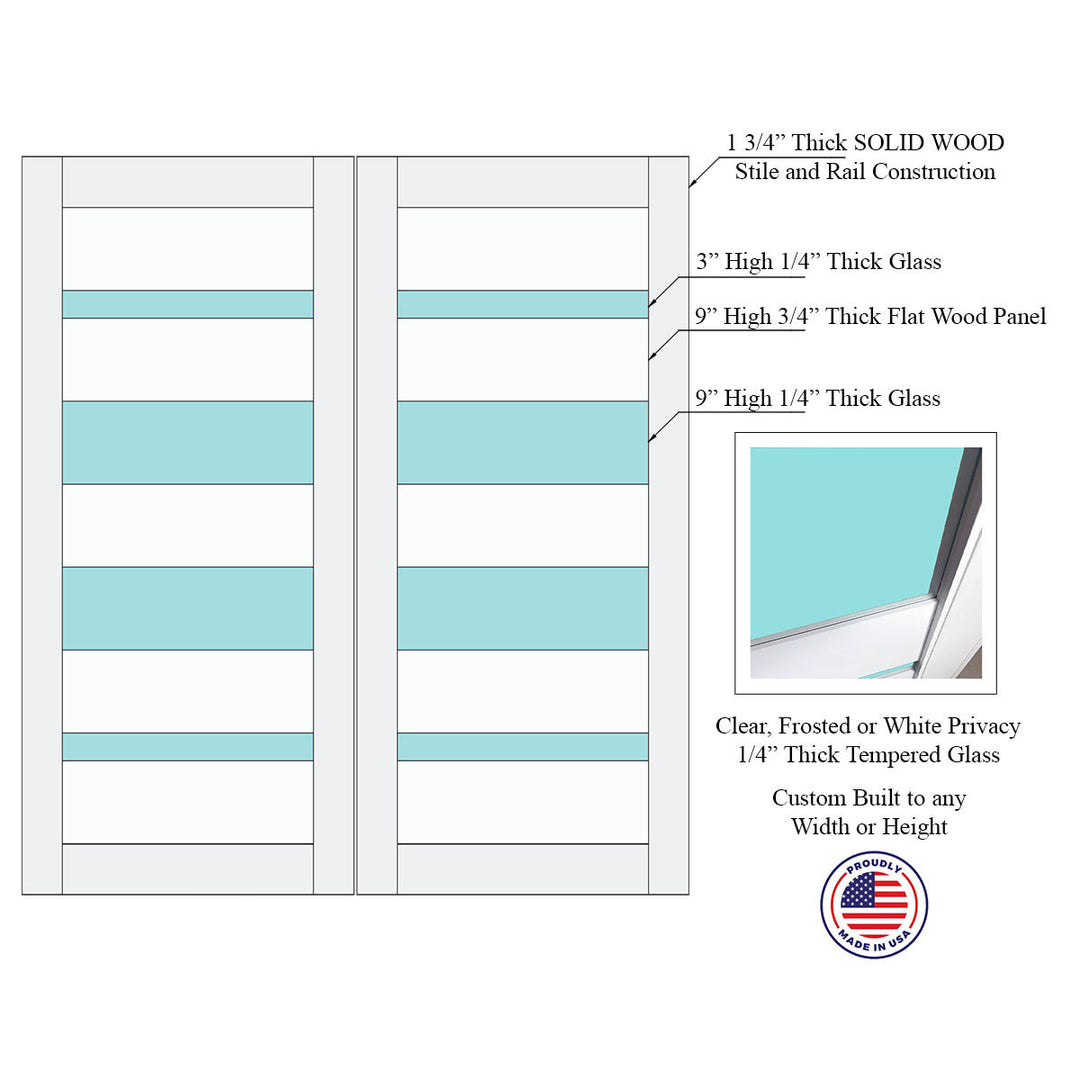 Glass 4 Lite Palermo Interior Prehung Double Door - DALMATIAN DOORS™ and Woodworking