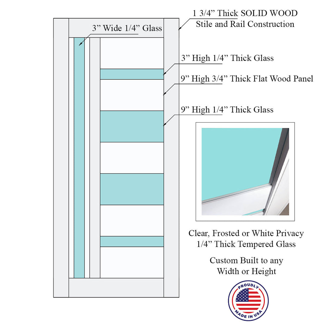 Glass 5 Lite Giuseppe Single Barn Door - DALMATIAN DOORS™ and Woodworking