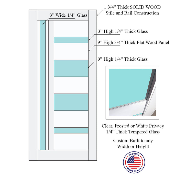 Glass 5 Lite Giuseppe Single Barn Door - DALMATIAN DOORS™ and Woodworking