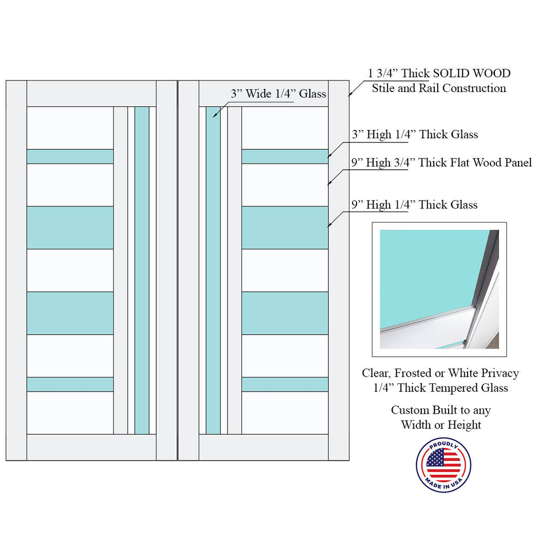 Glass 5 Lite Giuseppe Double Barn Door - DALMATIAN DOORS™ and Woodworking