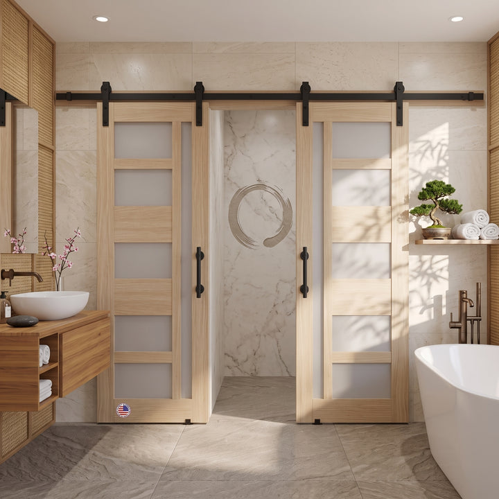 Glass 5 Lite Giuseppe Double Barn Door - DALMATIAN DOORS™ and Woodworking