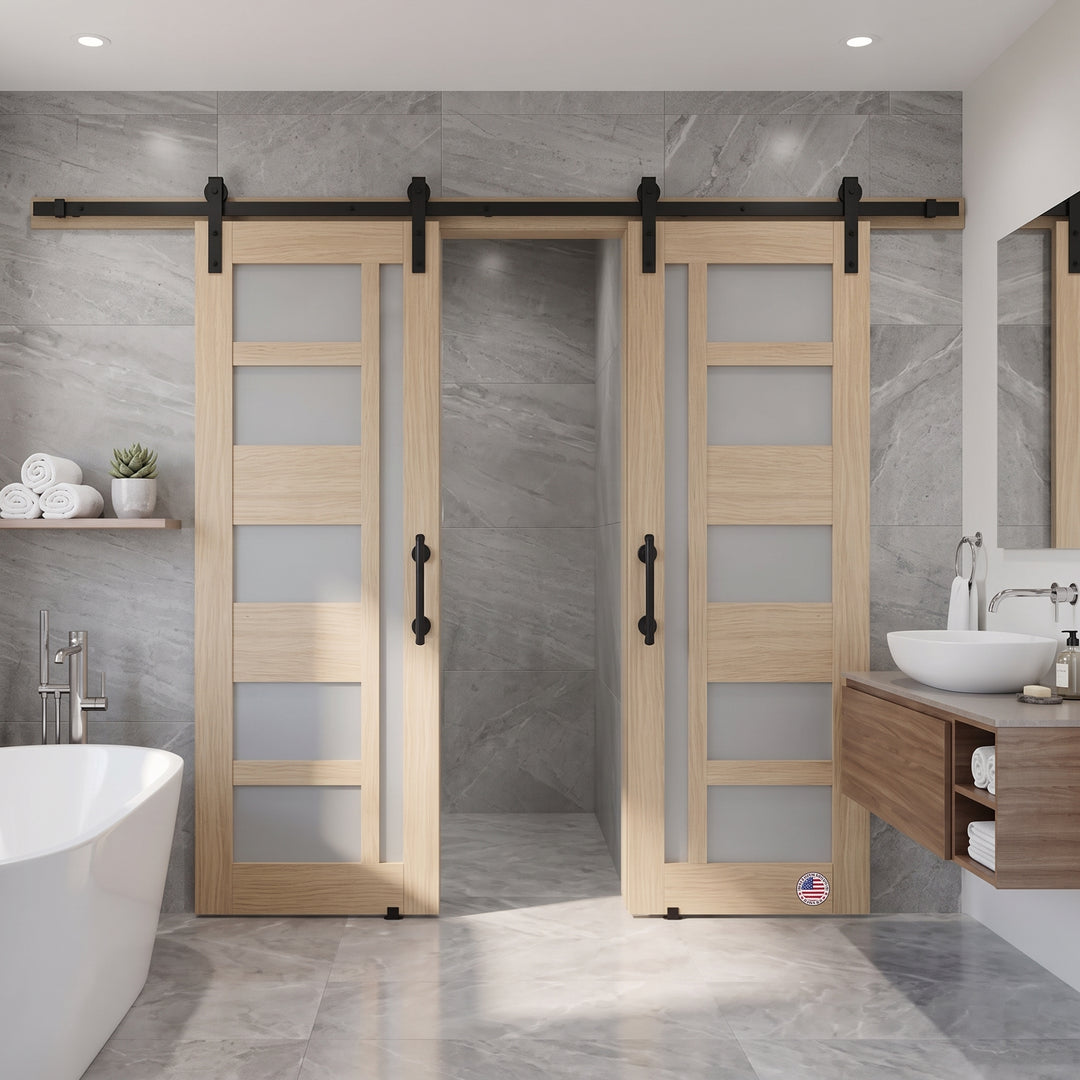 Glass 5 Lite Giuseppe Double Barn Door - DALMATIAN DOORS™ and Woodworking