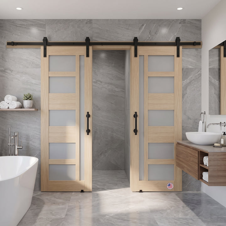 Glass 5 Lite Giuseppe Double Barn Door - DALMATIAN DOORS™ and Woodworking
