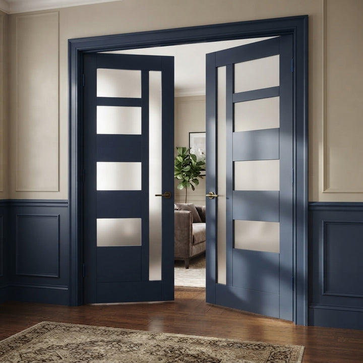 Glass 5 Lite Giuseppe Interior Prehung Double Door - DALMATIAN DOORS™ and Woodworking