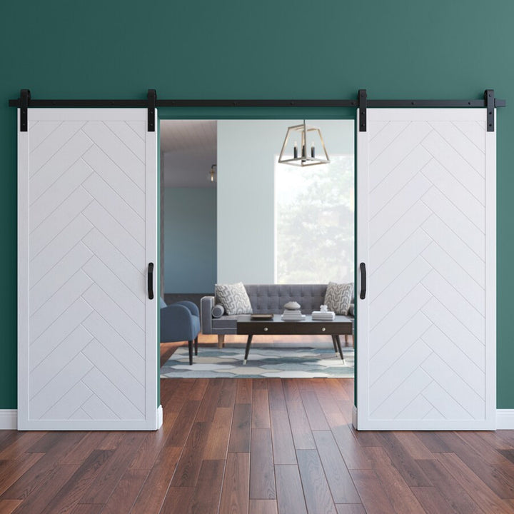 Herringbone Wood 1 Panel Double Barn Door - DALMATIAN DOORS™ and Woodworking