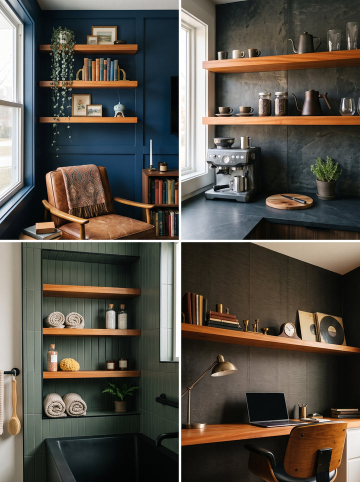 Mahogany Butcher Block Floating Shelf